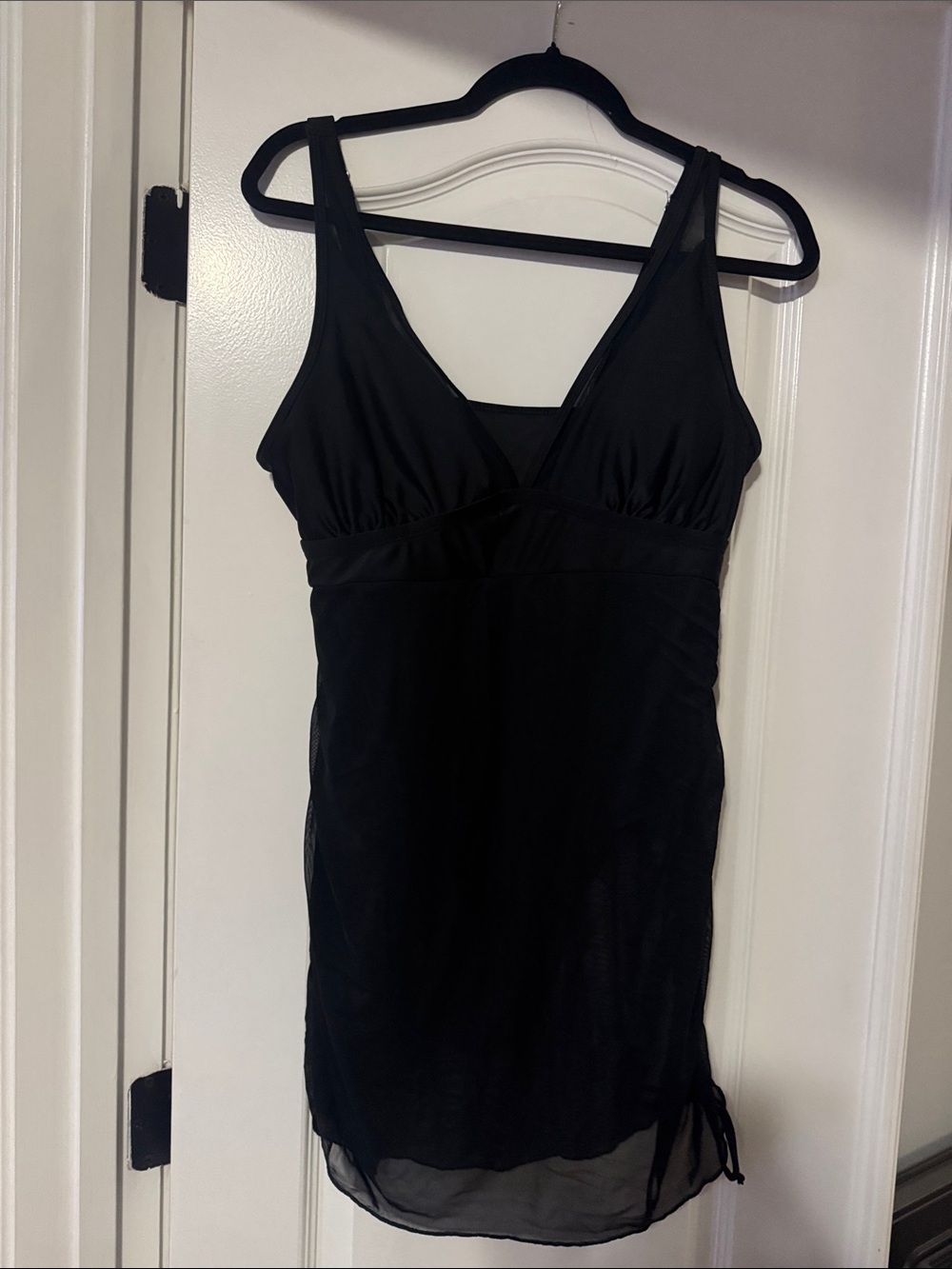 SHEIN Black V-Neck Tank One-Piece Swim Cover-Up